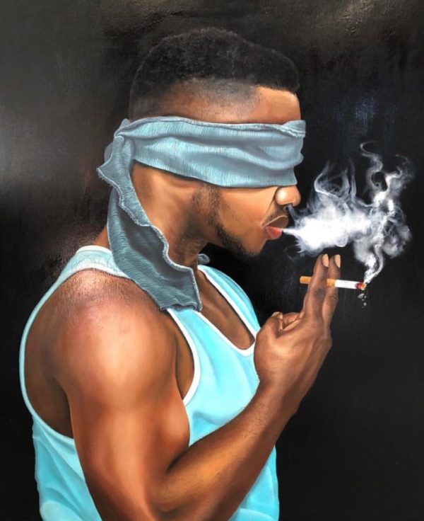 Smoking In Blind Fold
