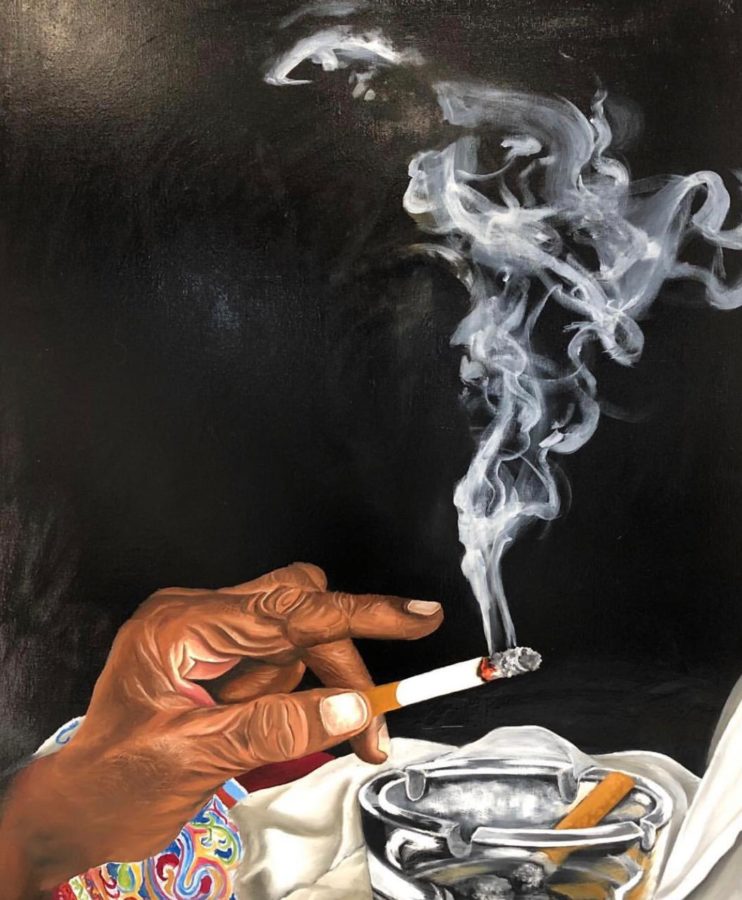 Art Fusion Night (AFN) Artwork - Smoking in Blind Fold – Painting Three